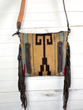 Mohave Tan & Grey Wool and Leather Tooled Bag