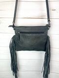 Black White Cowhide Black Leather Medium Size Handbag