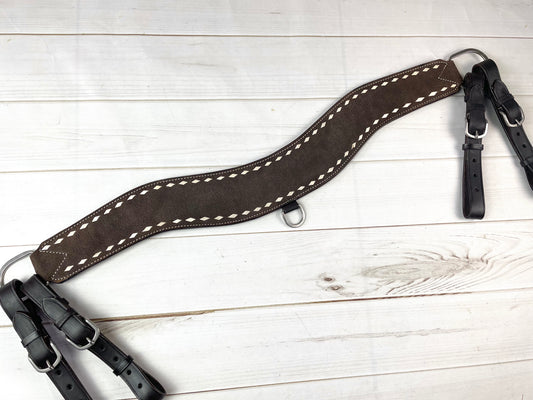 Dark Roughout Leather and Buckstitch Tripping Collar