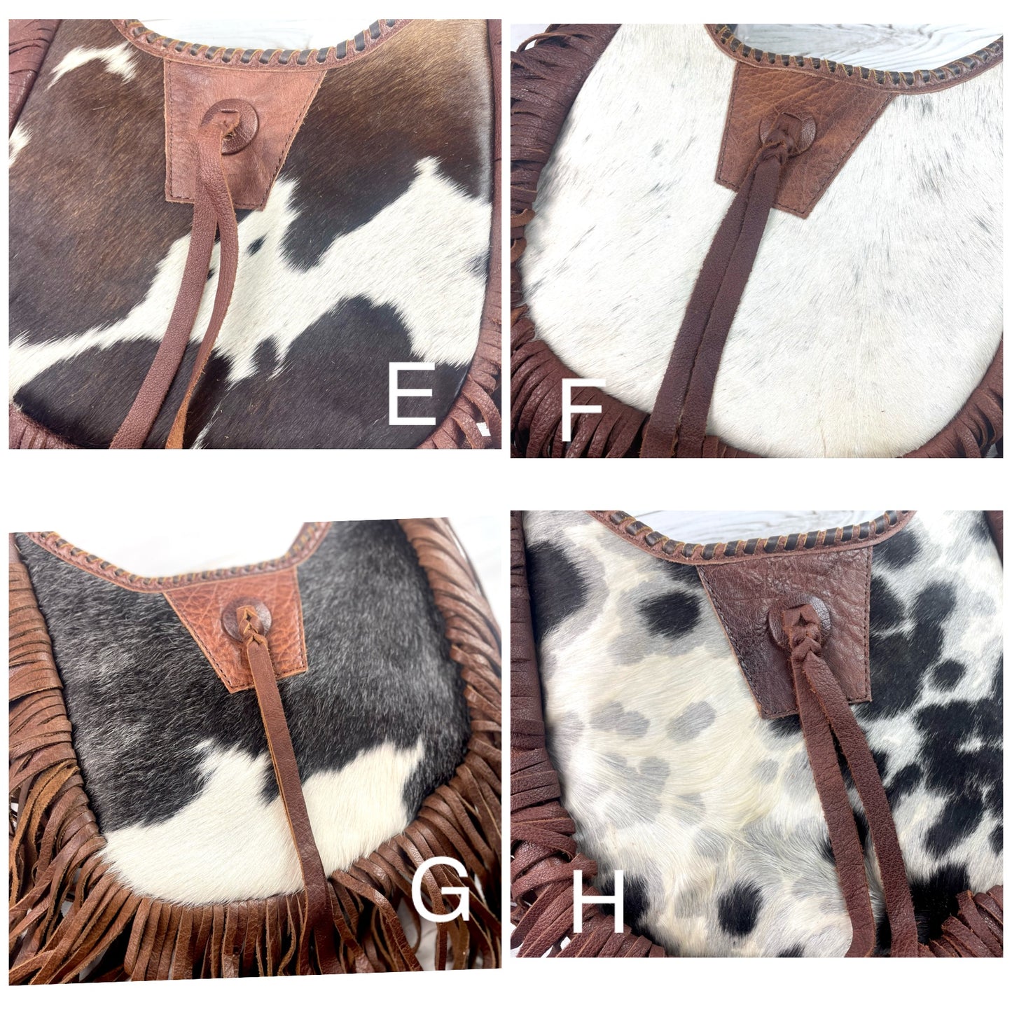 Brown Hide & Leather Boho Crossbody Long Fringe Bag