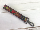 Rose Tooled Wristlet Leather Keychain