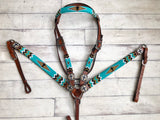 Turquoise and Gold Beaded Set