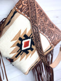 Churro Tan & Red Diamond  Woven Crossbody Handbag