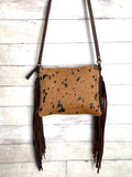 Tan Hide Brown Leather Fringe Handbag