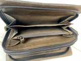 Two Tone Leather Tooled Buckstitch Carryall Wallet