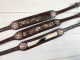 Brown Cowhide Leather Copper Floral Concho Wither Strap