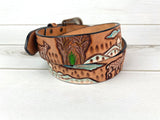 CLEARANCE! 70’s Vintage Forest🦌Tooled Leather Belt