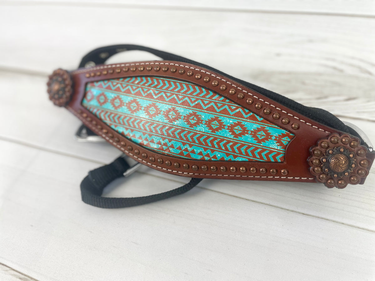 Teal And Brown Aztec Pattern Bronc Halter