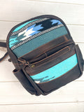 Sale! Blue & Teal Wool Leather Small Backpack
