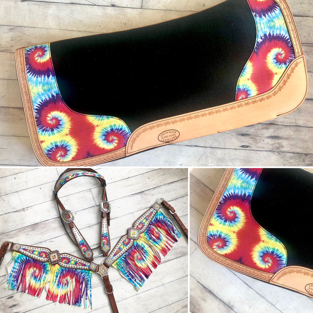 CLEARANCE! White Tie Dye Rainbow Fringe Set