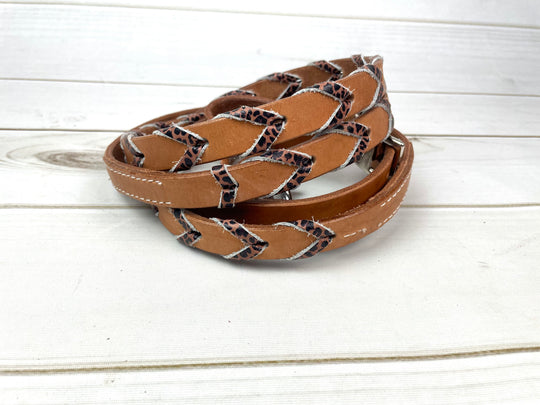 Leopard / Cheetah Laced Leather Barrel Reins