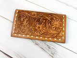 Leather Tooled Buckstitch Snap Wallet