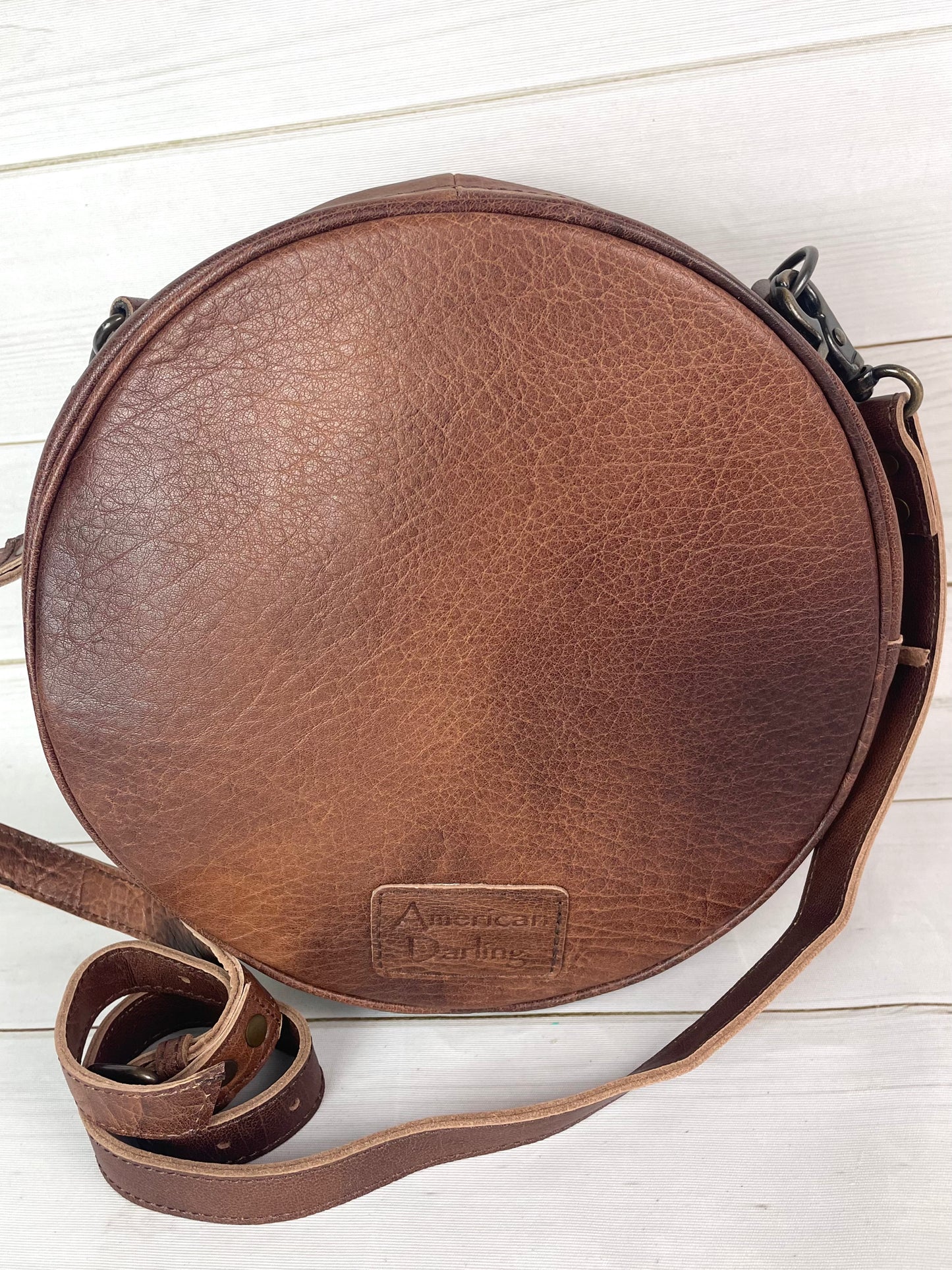 Red and Turquoise Wool and Leather Round Canteen Crossbody Bag