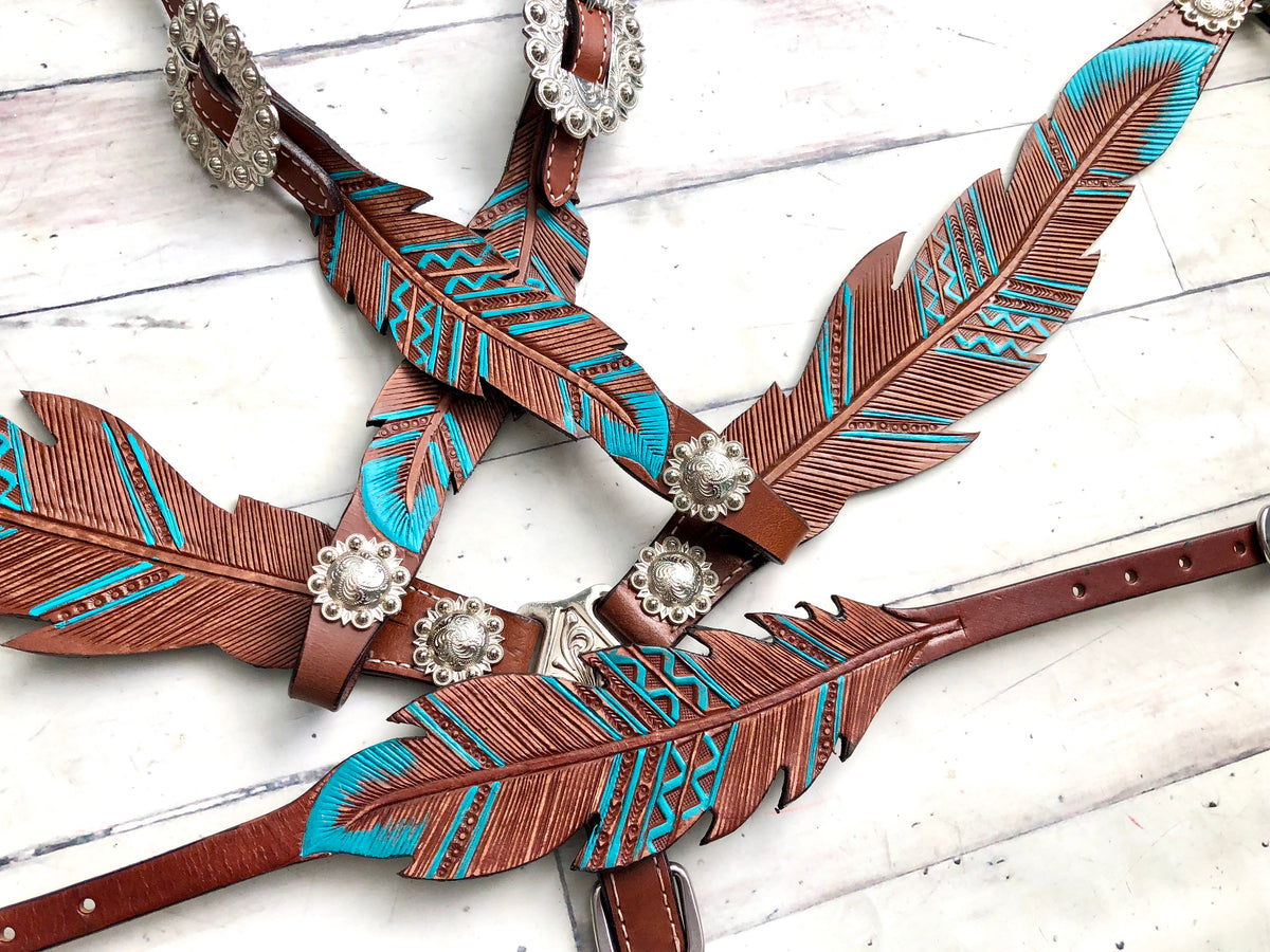 Leather Feather Cut-Out Tack Set