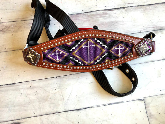 Purple Cross Beaded Bronc Halter