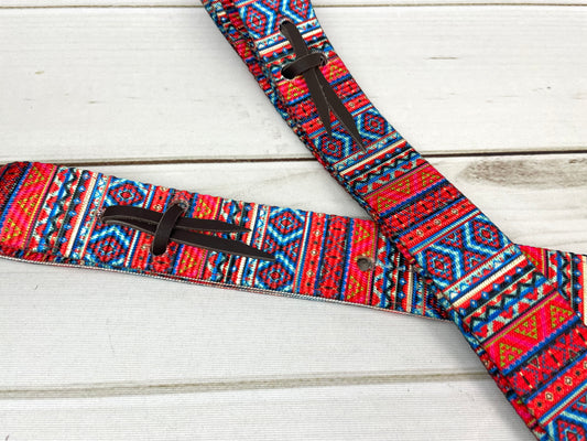 Red Aztec Pattern Cinch Strap Set