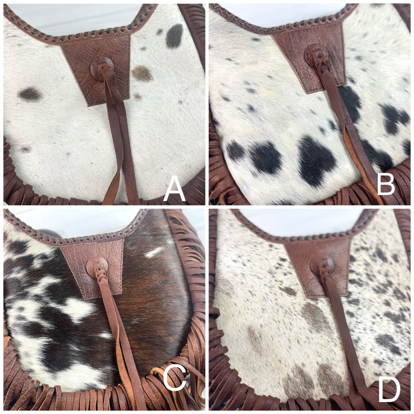 Brown Hide & Leather Boho Crossbody Long Fringe Bag