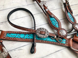 Teal Filigree with Silver Conchos