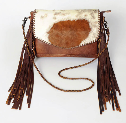 Whipstitched Hide Envelope Braided Crossbody Bag