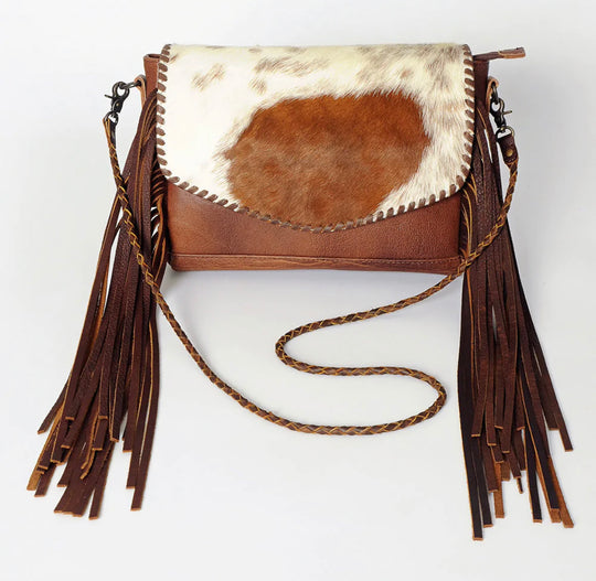 Whipstitched Hide Envelope Braided Crossbody Bag