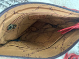 SALE! Brown White Hide Red Leather Fringe Handbag