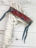 American Red White Blue Feather Tooled Halter on Nylon Muletape