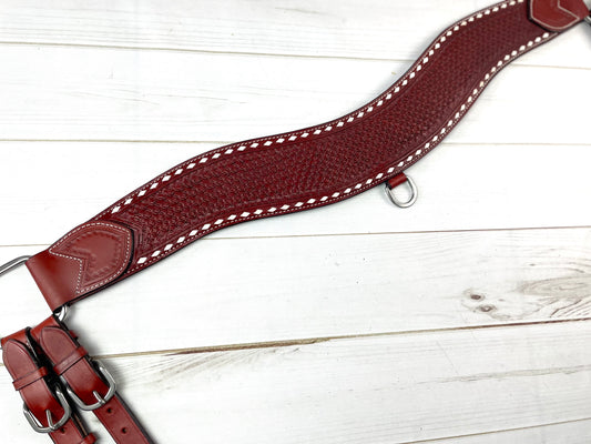 Medium Oil Basketweave Leather and Buckstitch Tripping Collar
