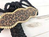 Daisy Tooled Scalloped Halter on Black Nylon Muletape