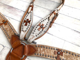 Cowhide with Leather Cross Conchos Set