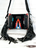 Mohave Black and Colorful Wool & Leather Medium Bag