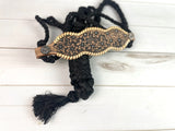 Daisy Tooled Scalloped Halter on Black Nylon Muletape