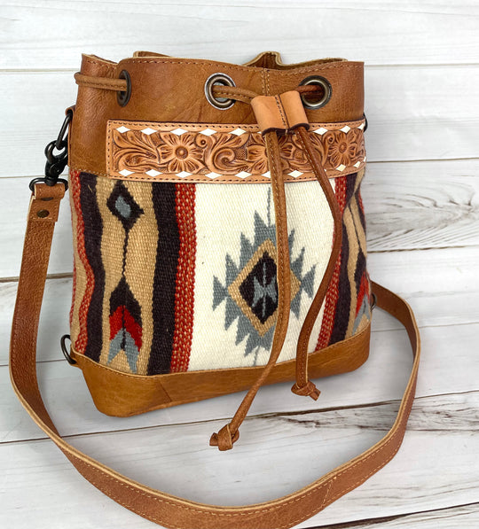 SALE! Churro Arrow Convertible Leather Wool Crossbody Backpack Bucket Bag