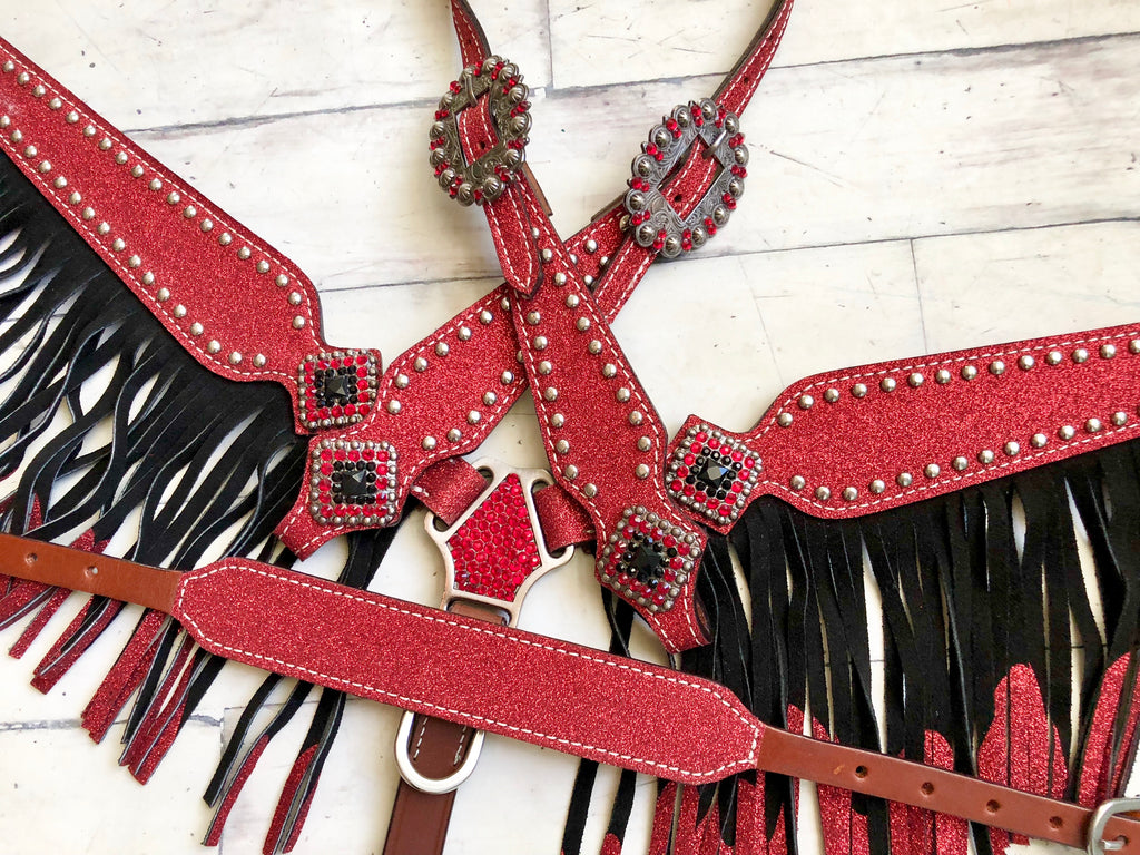Red Glitter Fringe Tack Set Cowgirl Barn & Tack