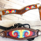 Tie Dye Floral Tooled Tripping Collar