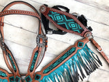 Turquoise and Black Beaded Bronc Halter