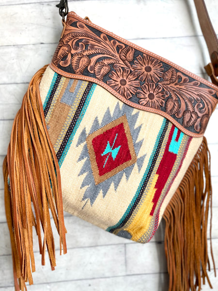 Red Diamond Aztec Wool Serape Handbag