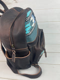 Sale! Blue & Teal Wool Leather Small Backpack