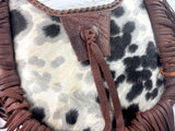Brown Hide & Leather Boho Crossbody Long Fringe Bag