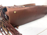 Leather Tooled, Gold Studded Hide Arm Handle Handbag
