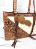 Tooled Border and Handle Hide Swatch Large Bag