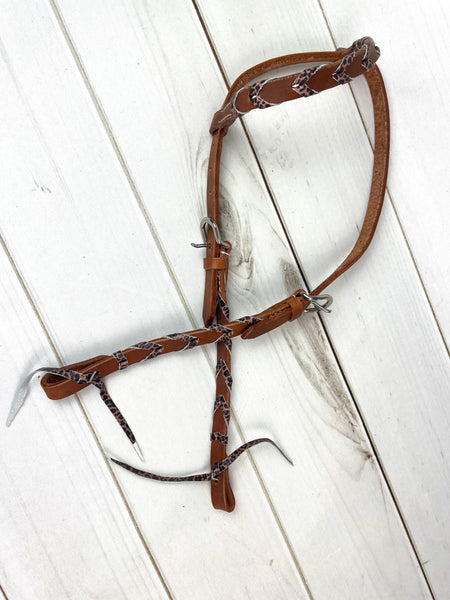 Leopard Laced Leather One Ear Headstall