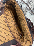 Firebird (Phoenix) Bird Leather Tooled Flap, Hide and Fringe Bag