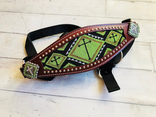 lime beaded bronc halter