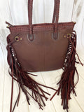 Braided Leather Fringe Hide Handle Bag