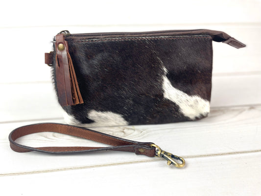 Cowhide Leather Wristlet Bag