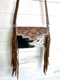 Ajo Floral Tooled & Brown Hide Leather Bag