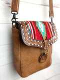 Sedona Red Wool & Leather Carryall Handbag