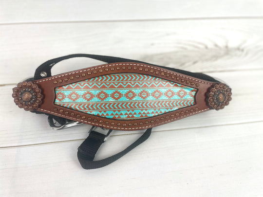 Teal And Brown Aztec Pattern Bronc Halter