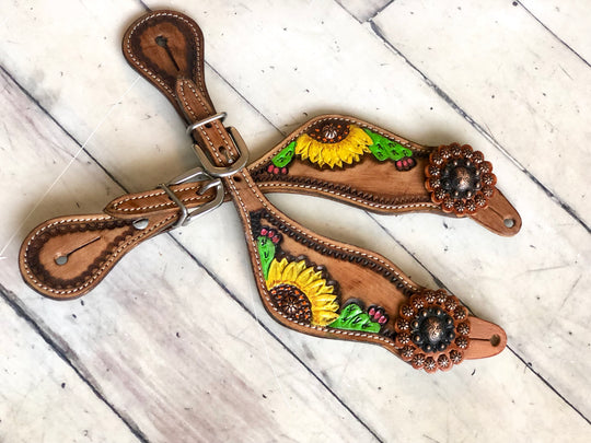 Sunflower Cactus Floral Spur Straps