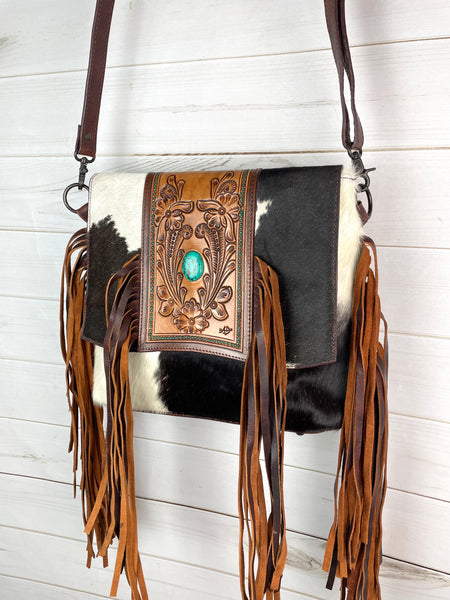 CLEARANCE! Vintage Western Cowhide Satchel Crossbody Bag